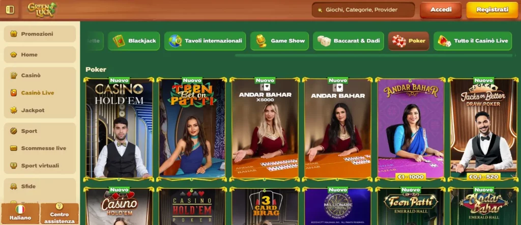 Poker e Casinò Live