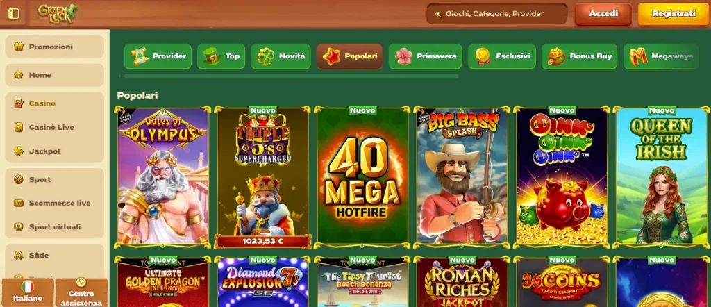 Vantaggi dell’Account Greenluck