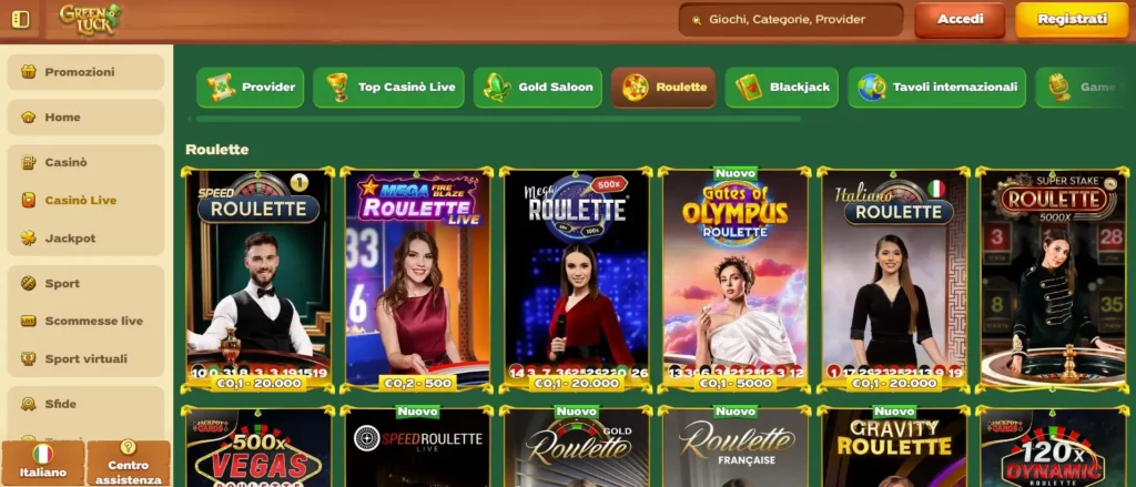 Roulette, Blackjack e Poker